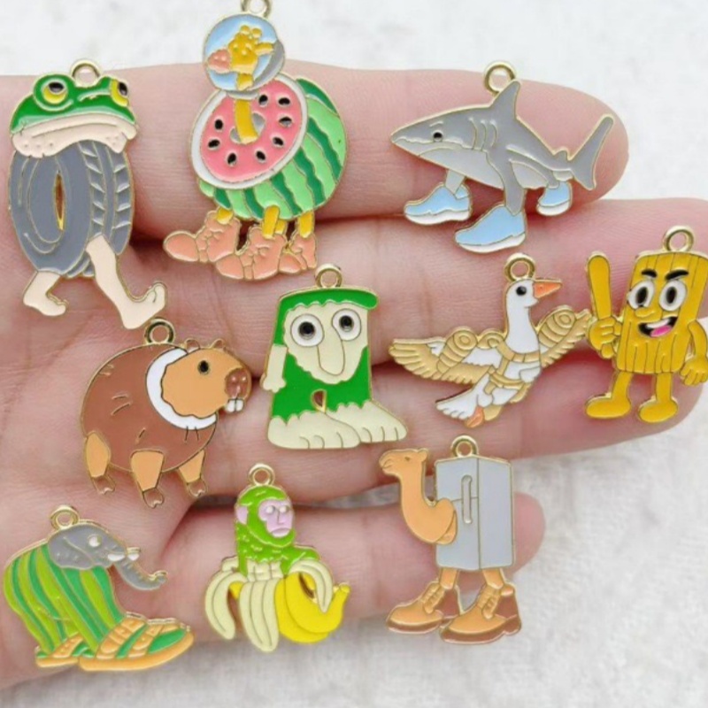 Event Party - 10pcs Creative Alloy Drip Oil Jewelry,