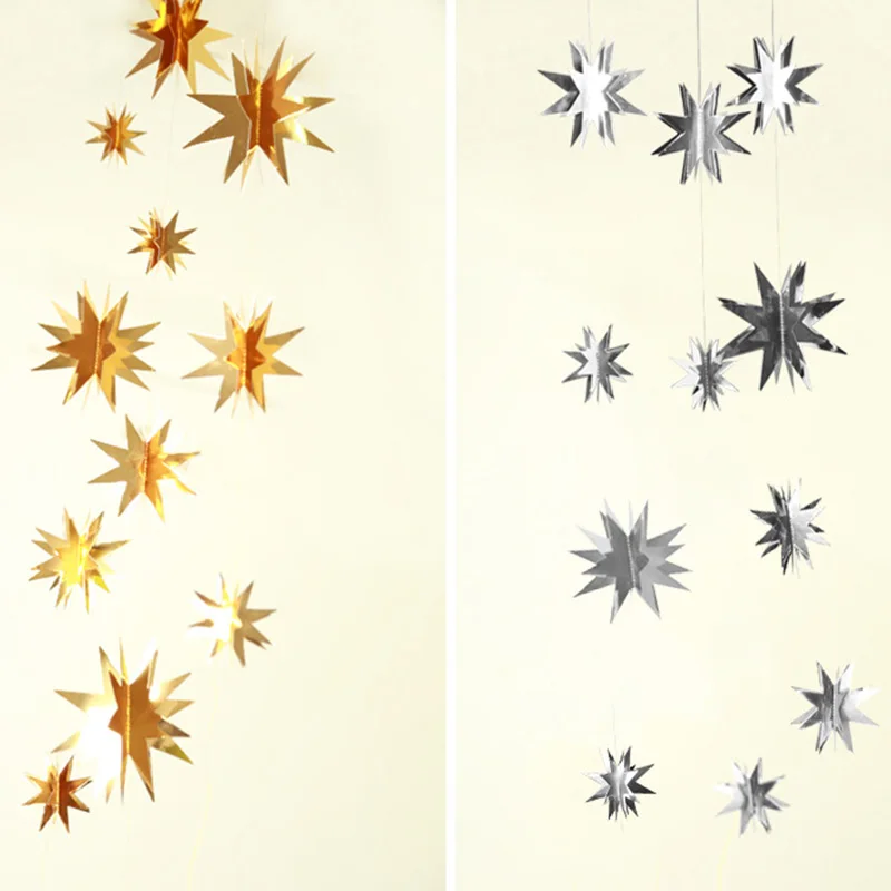 2M Gold Silver 3D Star Paper G - Party Banner Gold recension och pris