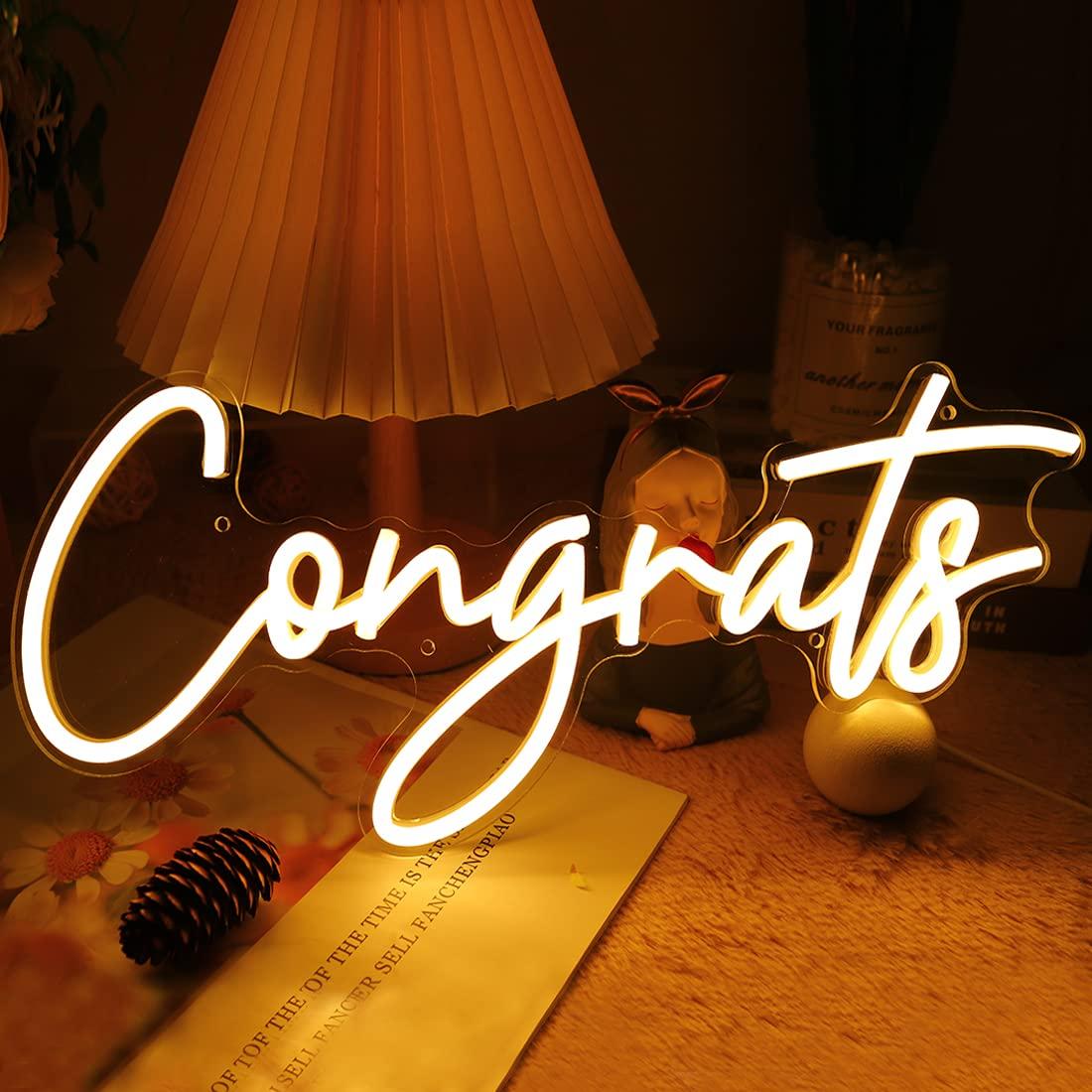 Congrats Neon Sign USB Dimmabl - Neon Sign Party recension och pris