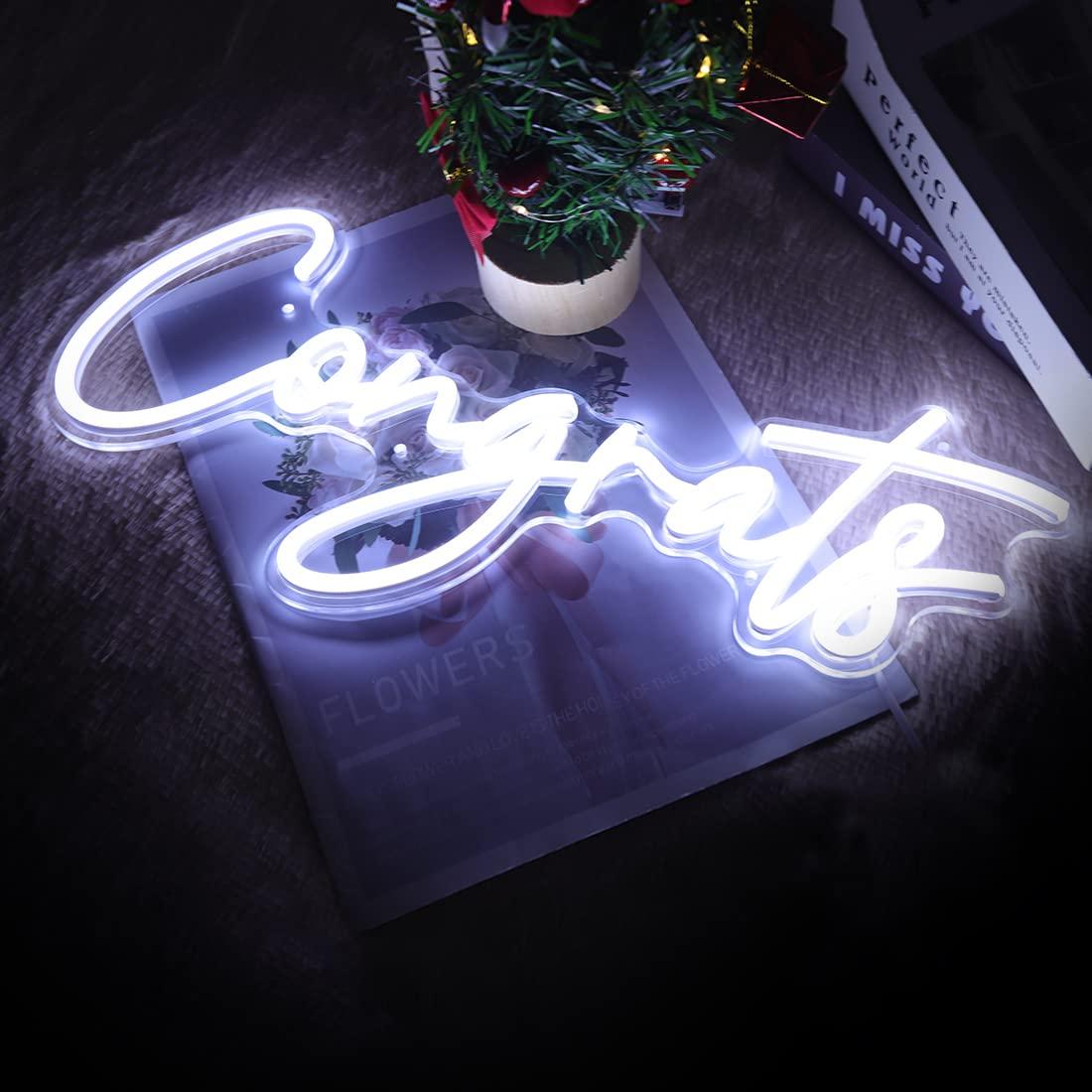 Congrats Neon Sign USB Dimmabl - Neon Sign Party recension och pris