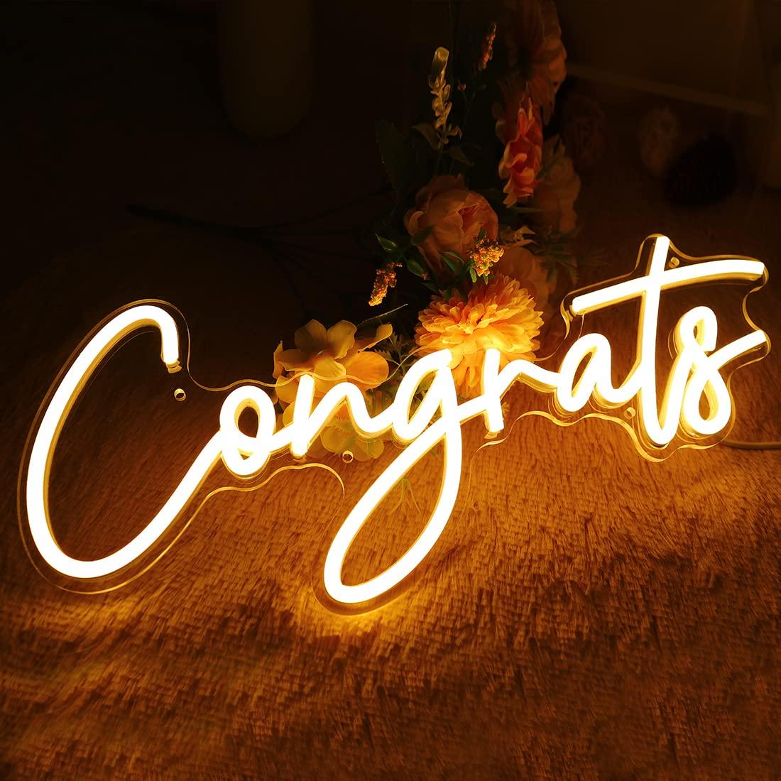 Congrats Neon Sign USB Dimmabl - Neon Sign Party recension och pris
