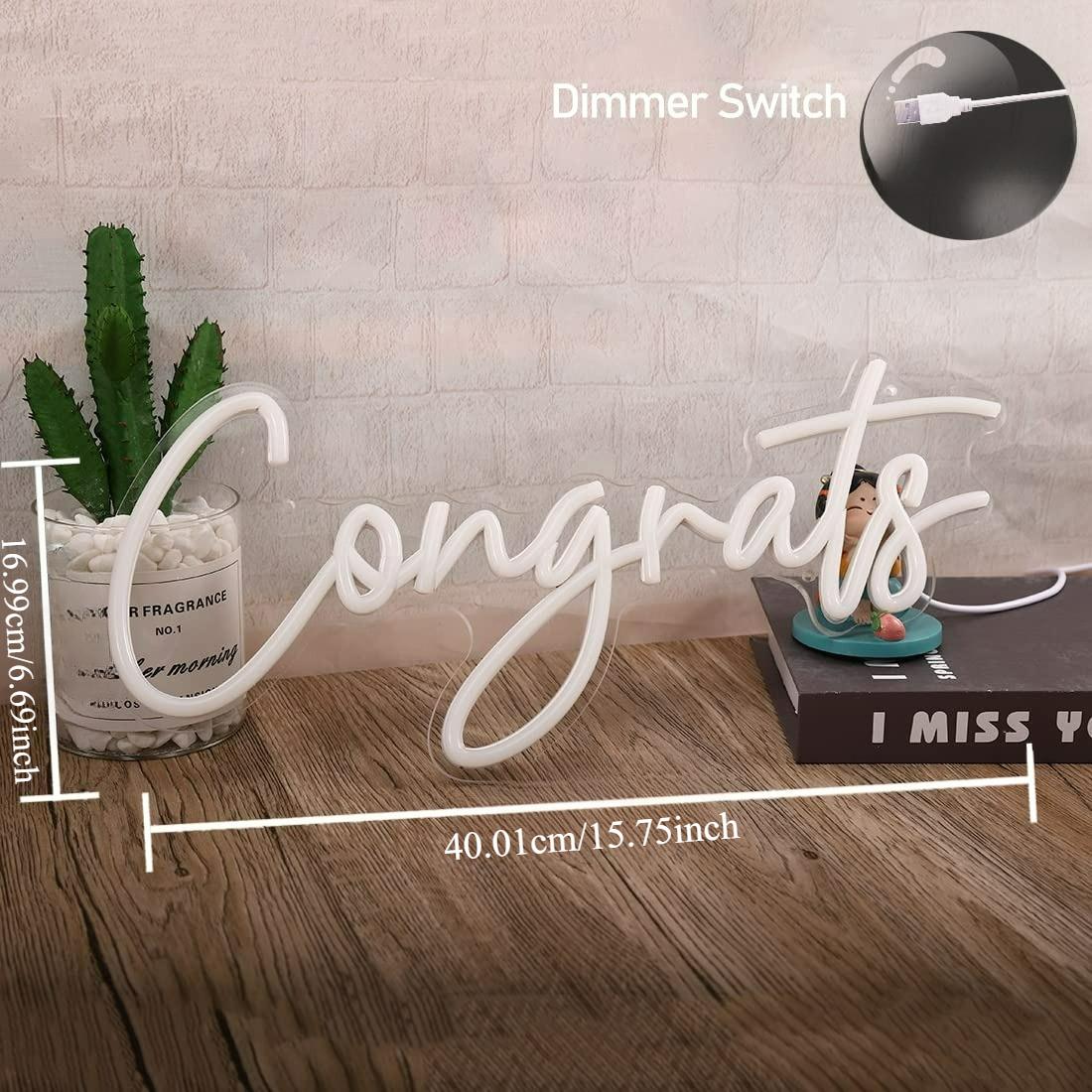 Congrats Neon Sign USB Dimmabl - Neon Sign Party recension och pris