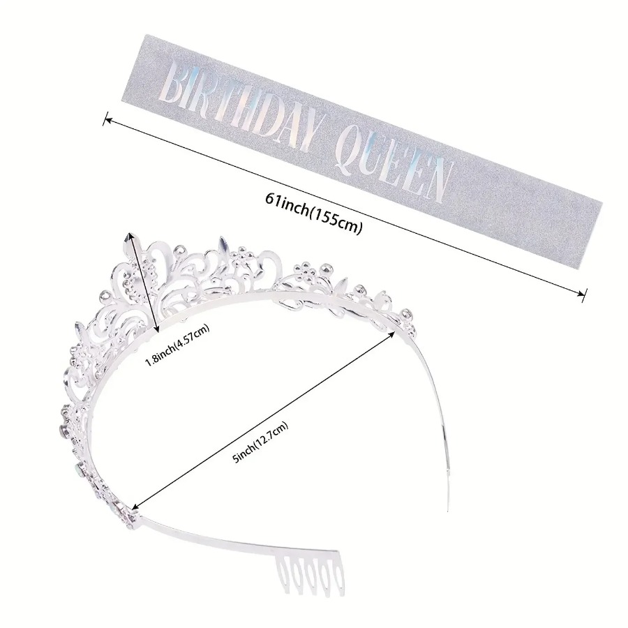 2pcs/Set Bling Rhinestone Crys - Birthday Sash Glitter recension och pris