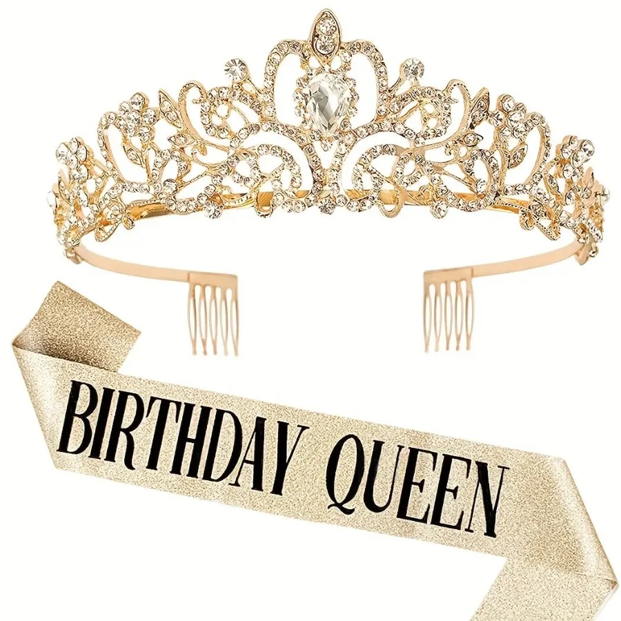 2pcs/Set Bling Rhinestone Crys - Birthday Sash Glitter recension och pris