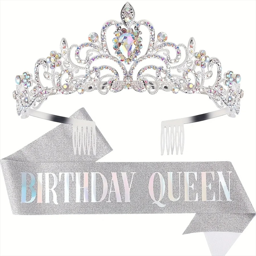 2pcs/Set Bling Rhinestone Crys - Birthday Sash Glitter recension och pris