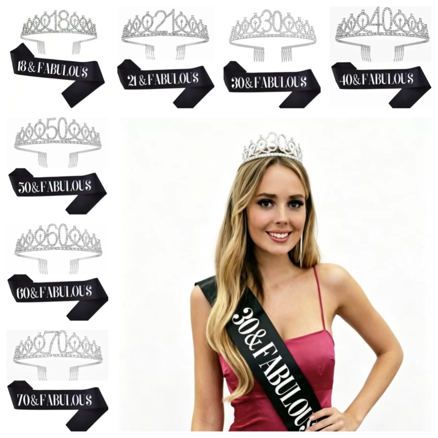 Glitter Silvery Birthday Tiara - Birthday Sash Glitter recension och pris