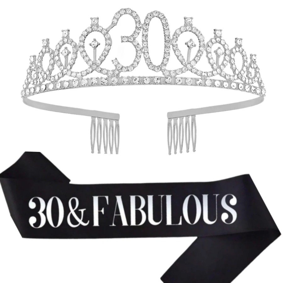 Glitter Silvery Birthday Tiara - Birthday Sash Glitter recension och pris