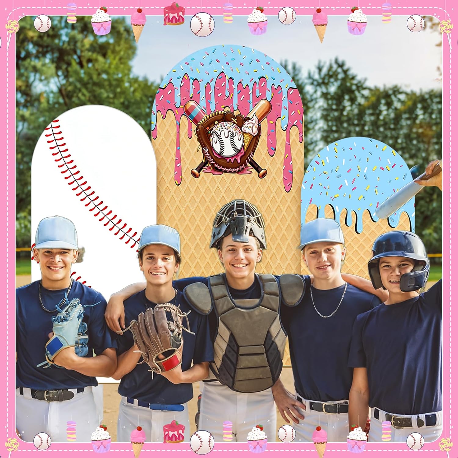 Baseball Ice Cream Drip Arch B - Dessert Table Backdrop recension och pris