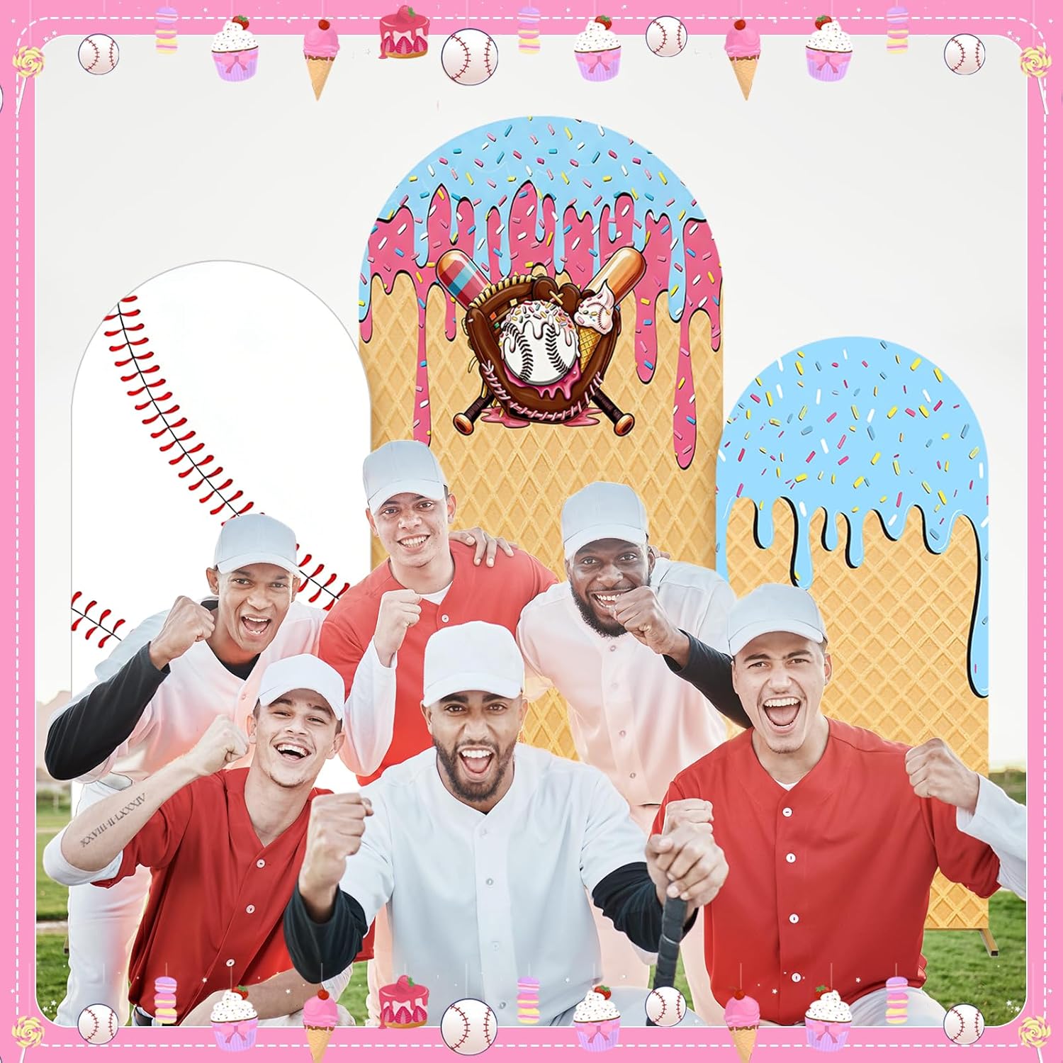 Baseball Ice Cream Drip Arch B - Dessert Table Backdrop recension och pris