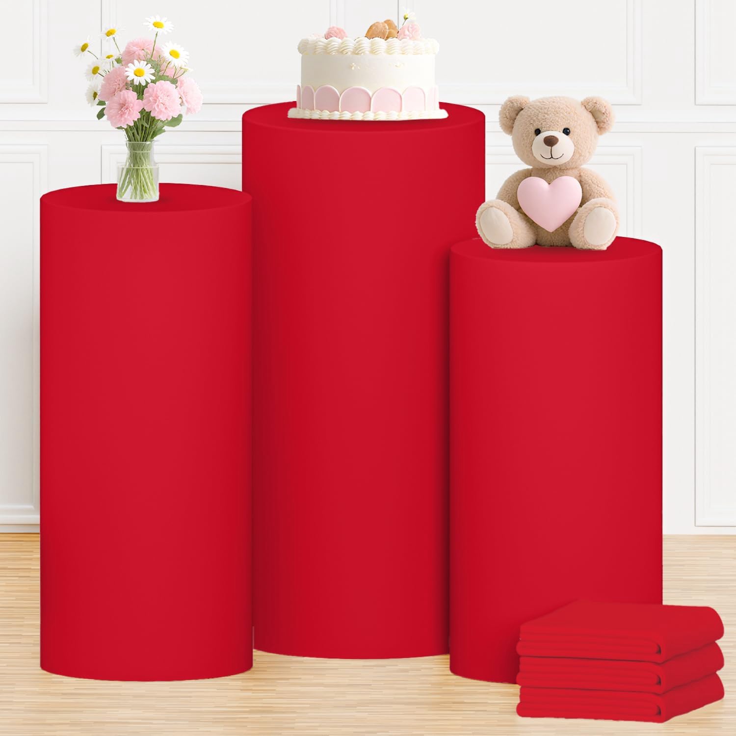 Yeele Red Cylinder Stand Cover - Dessert Table Backdrop recension och pris