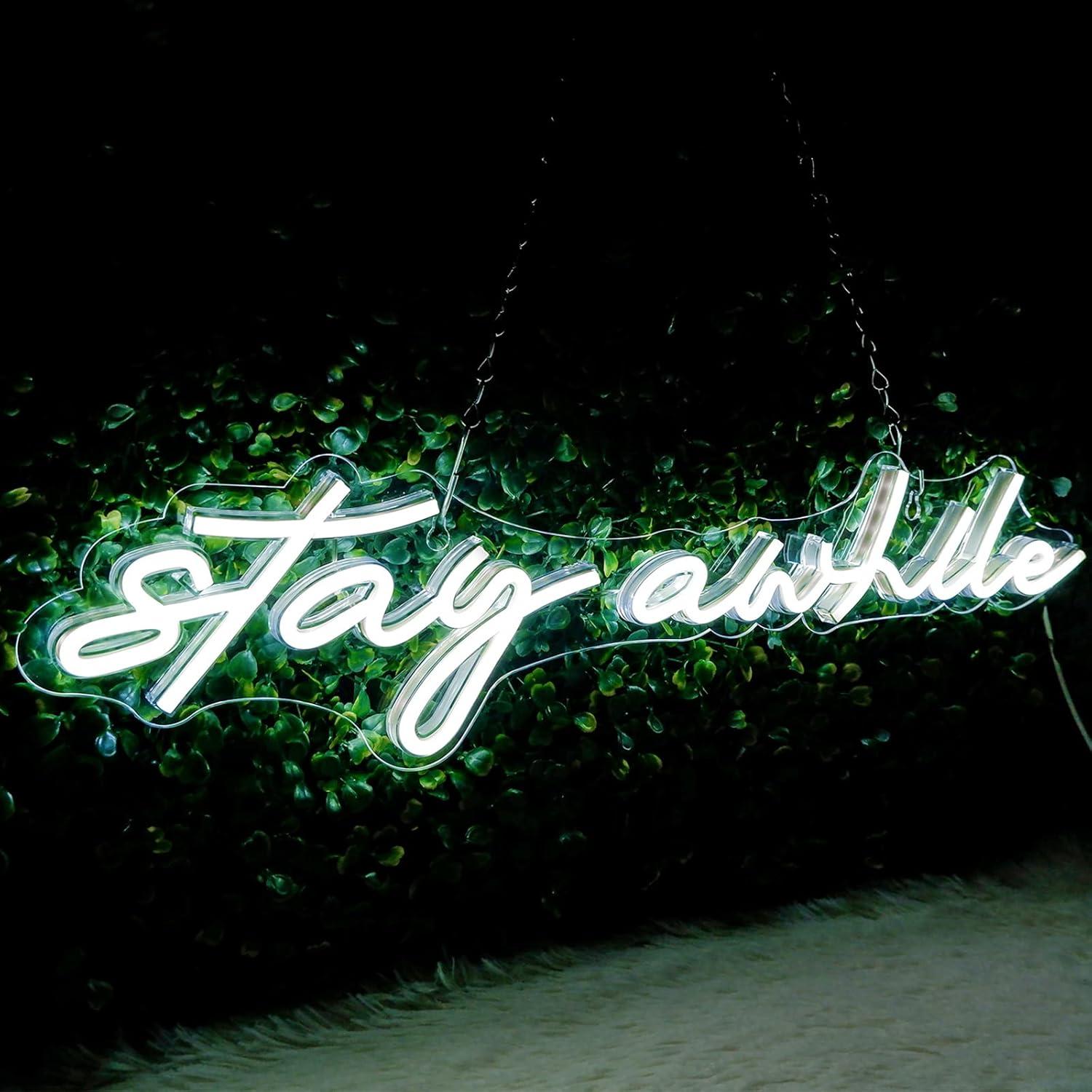 Stay Awhile Neon Signs USB Dim - Neon Sign Party recension och pris