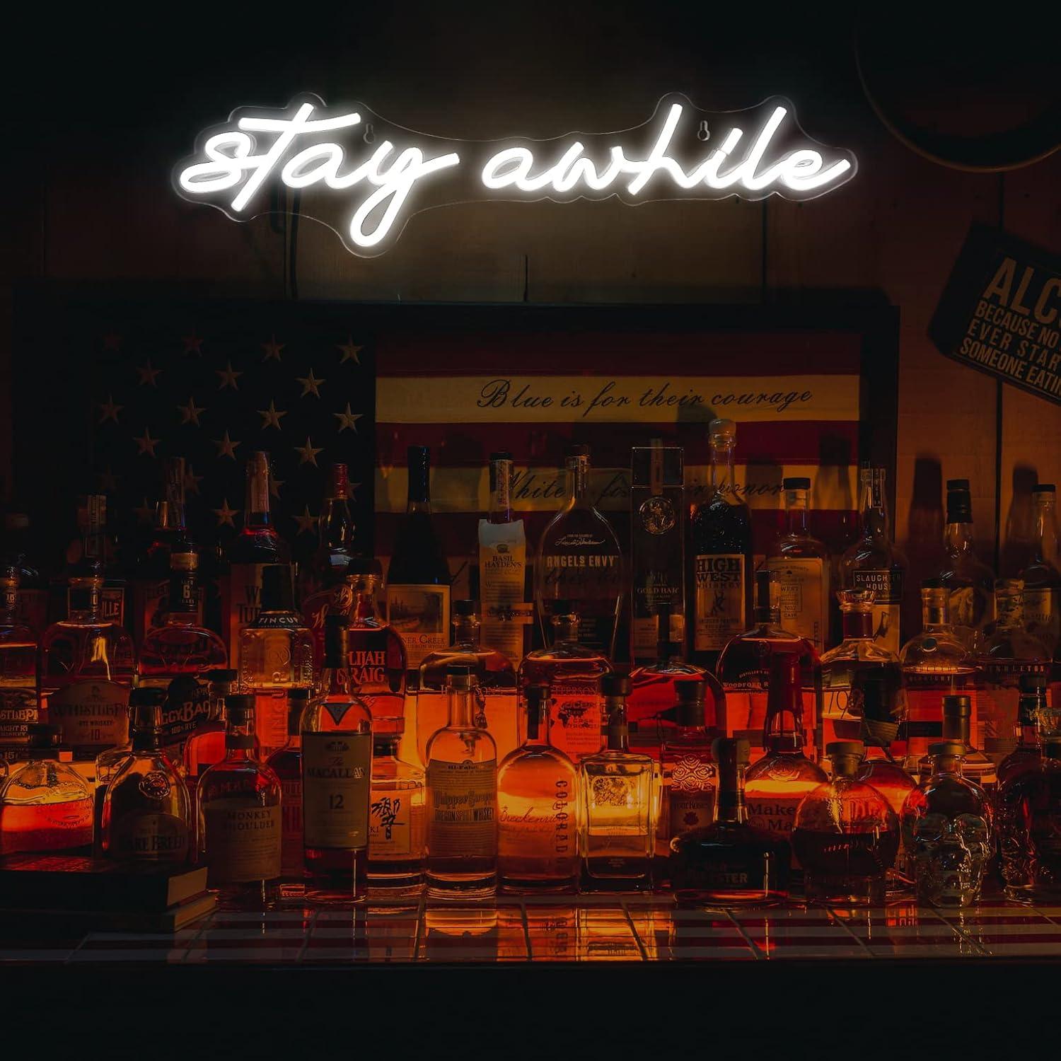Stay Awhile Neon Signs USB Dim - Neon Sign Party recension och pris