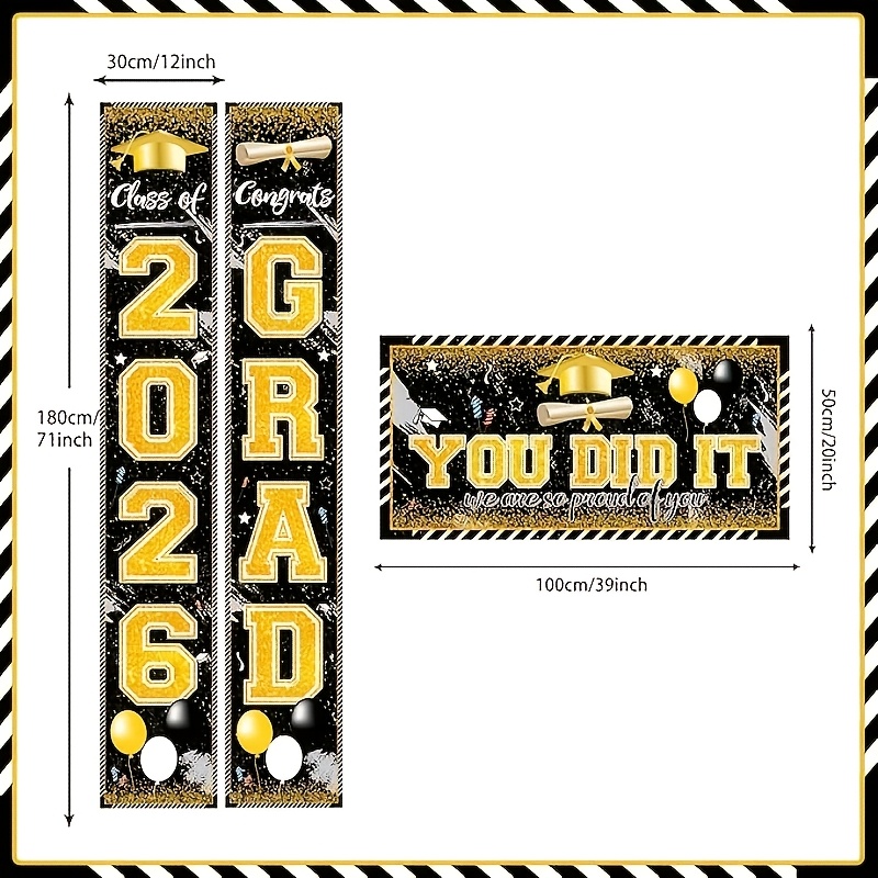 2D 3Pcs 2026 Graduation Banner - Party Banner Gold recension och pris