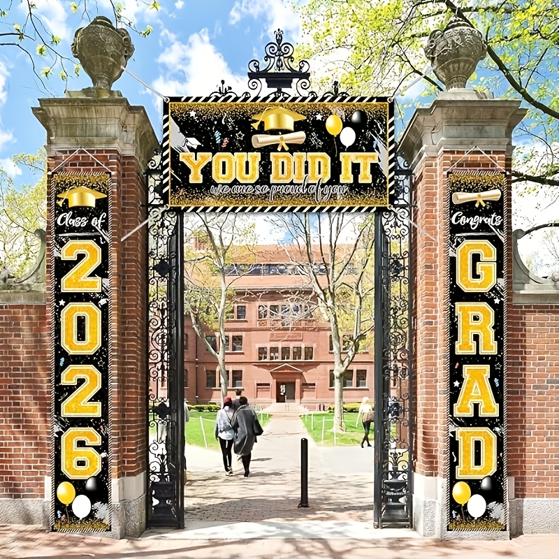 2D 3Pcs 2026 Graduation Banner - Party Banner Gold recension och pris