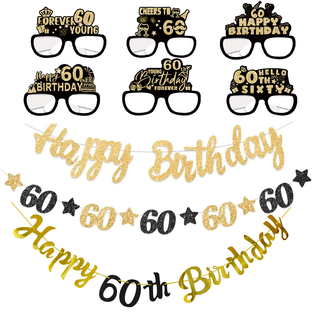 Black and Gold 60th Birthday P - Party Banner Gold recension och pris