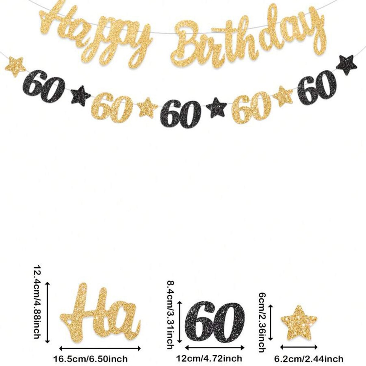 Black and Gold 60th Birthday P - Party Banner Gold recension och pris