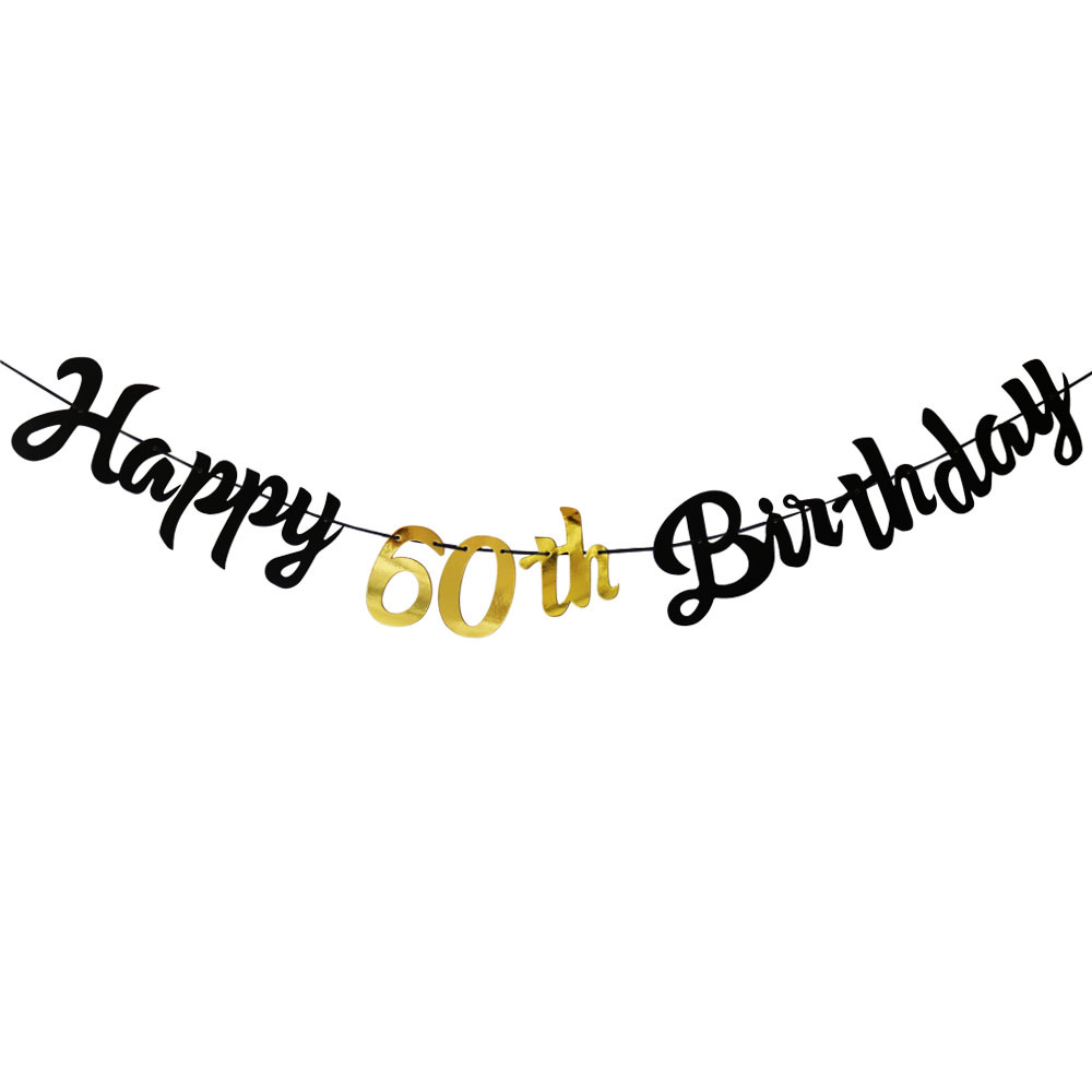 Black and Gold 60th Birthday P - Party Banner Gold recension och pris