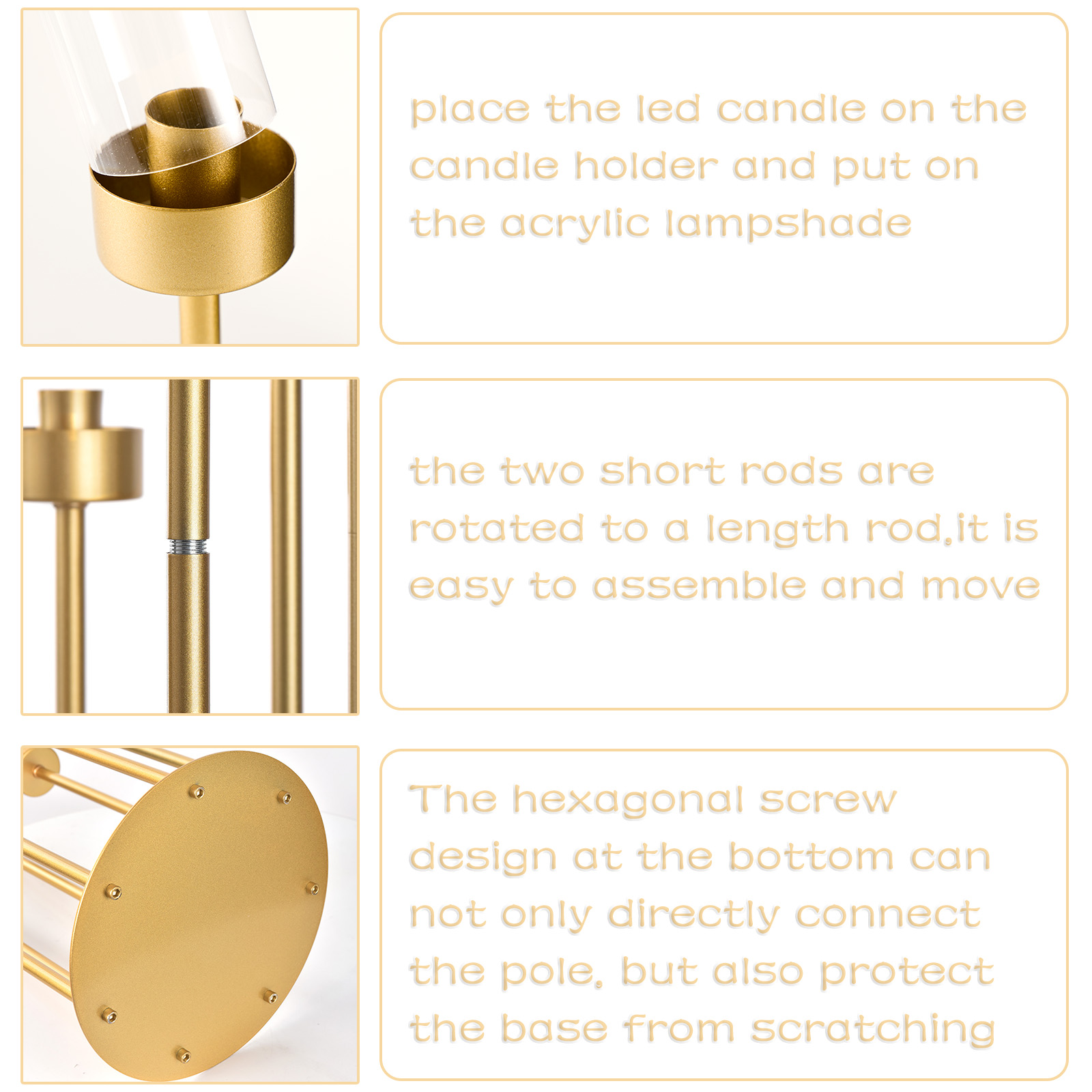 4 Sets 7-Arm Gold Floor Candel - Centerpiece Stick recension och pris