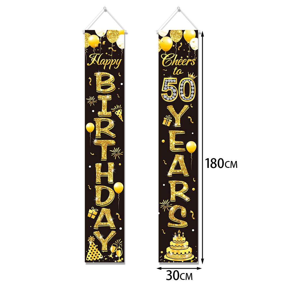 50th Birthday Decoration Black - Party Banner Gold recension och pris