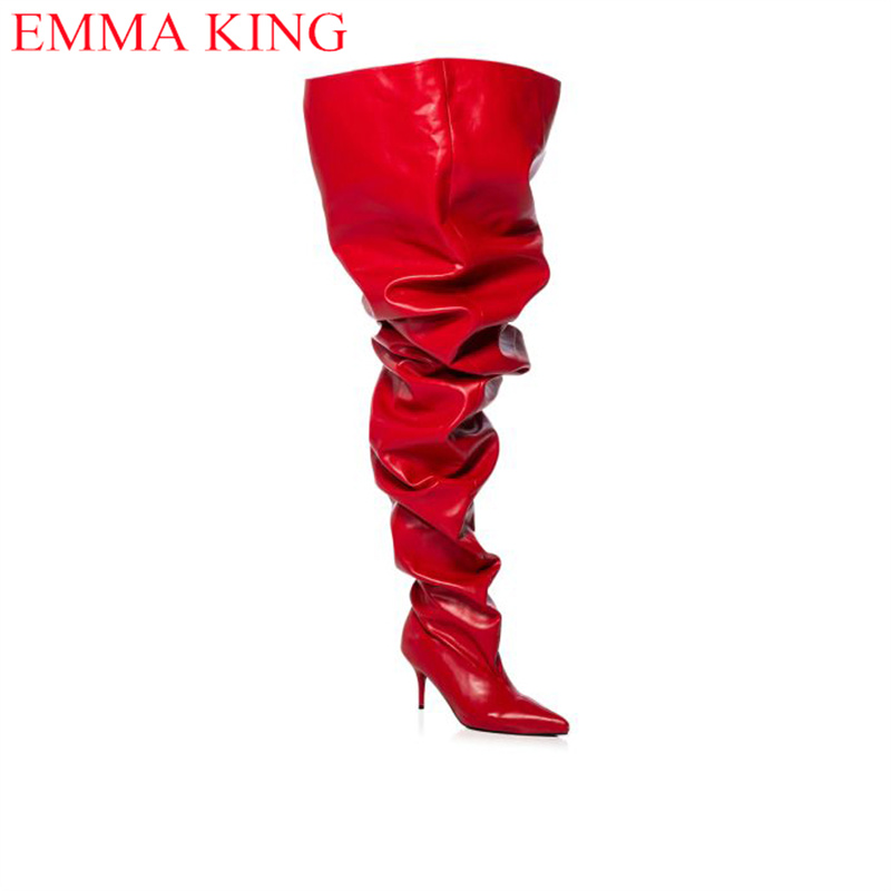 Fall Red Pleated Womens Thigh  - Eve Party recension och pris