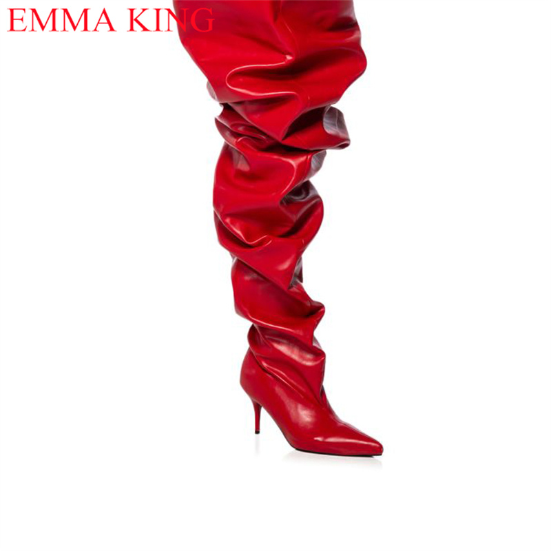 Fall Red Pleated Womens Thigh  - Eve Party recension och pris