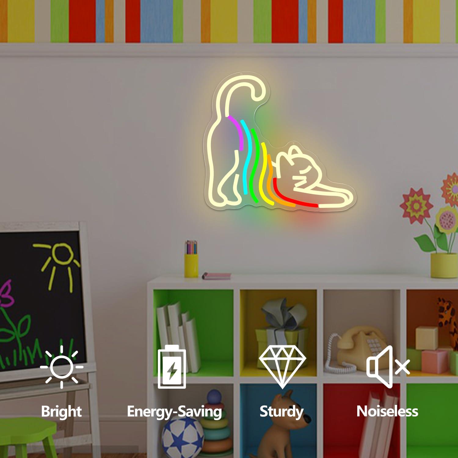 Rainbow Stretching Cat Neon Si - Neon Sign Party recension och pris