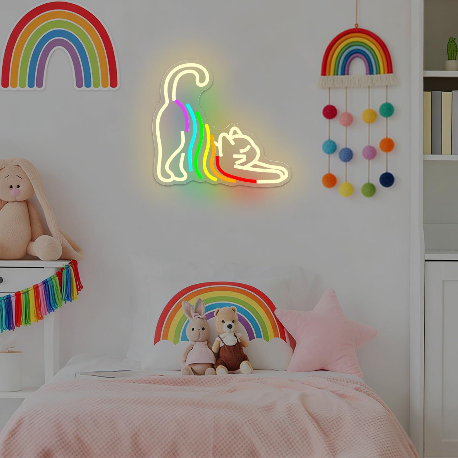 Rainbow Stretching Cat Neon Si - Neon Sign Party recension och pris