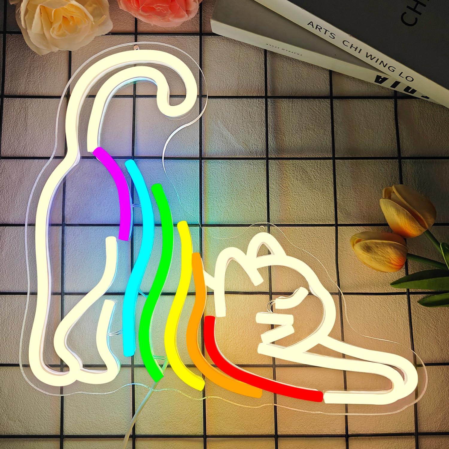 Rainbow Stretching Cat Neon Si - Neon Sign Party recension och pris