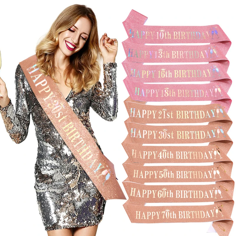 Happy 10th 13th 16th 21st 30th - Birthday Sash Glitter recension och pris