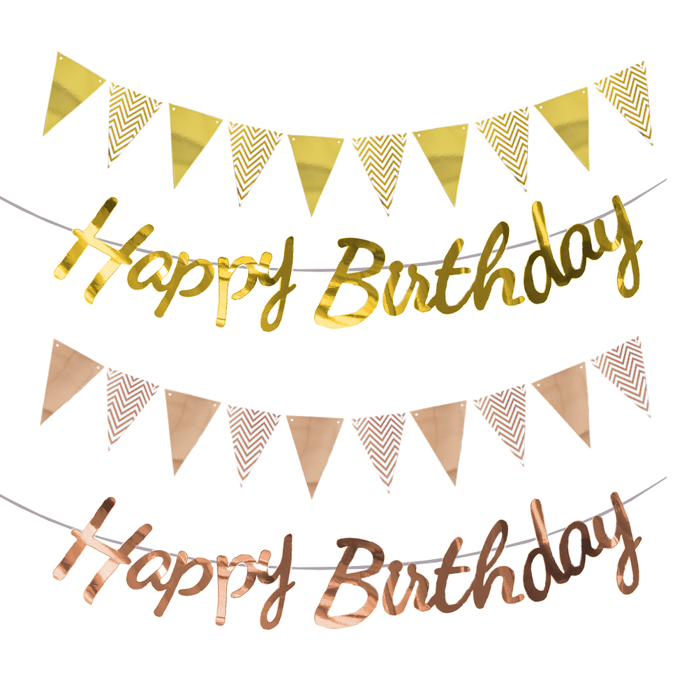 Happy Birthday Banner Gold Sil - Party Banner Gold recension och pris