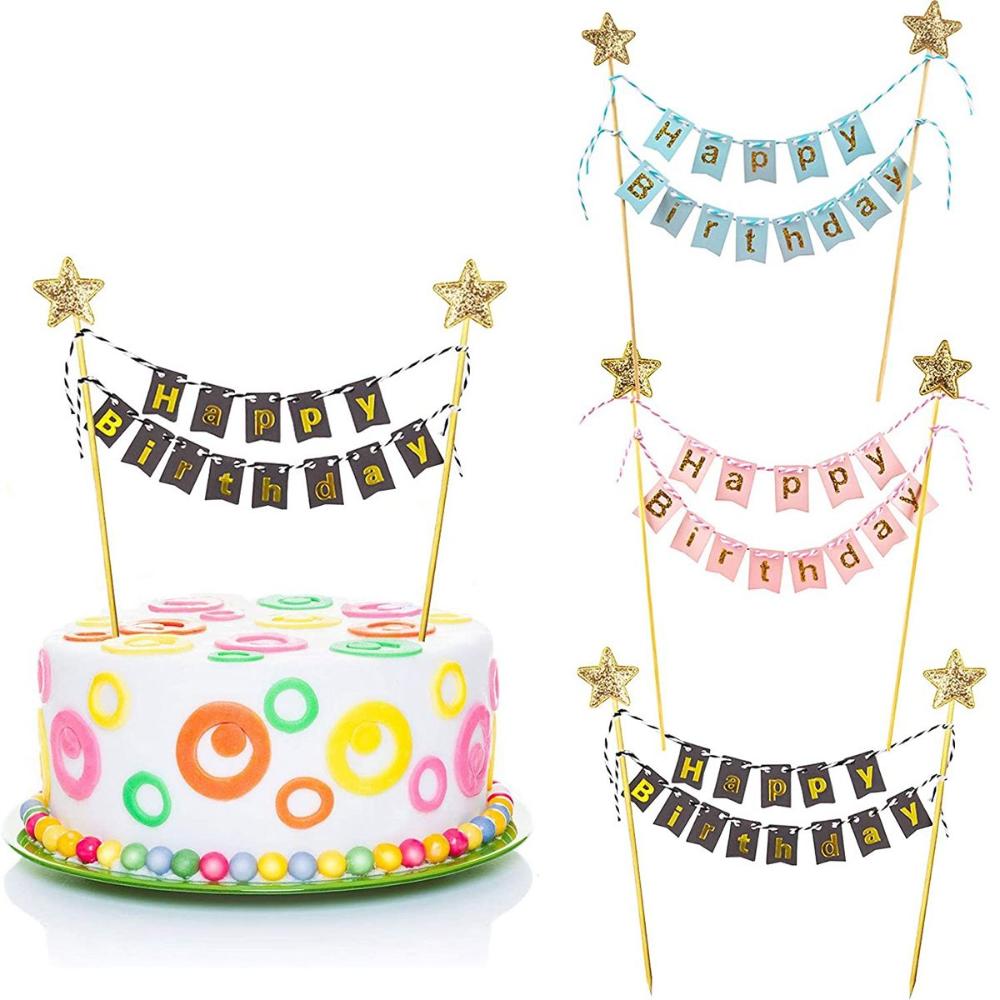 Happy Birthday Cake Flags DIY  - Party Banner Gold recension och pris