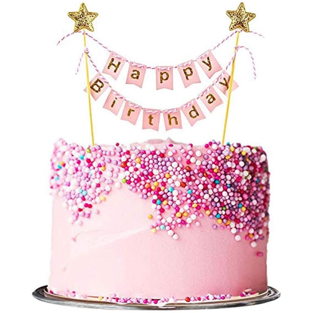 Happy Birthday Cake Flags DIY  - Party Banner Gold recension och pris