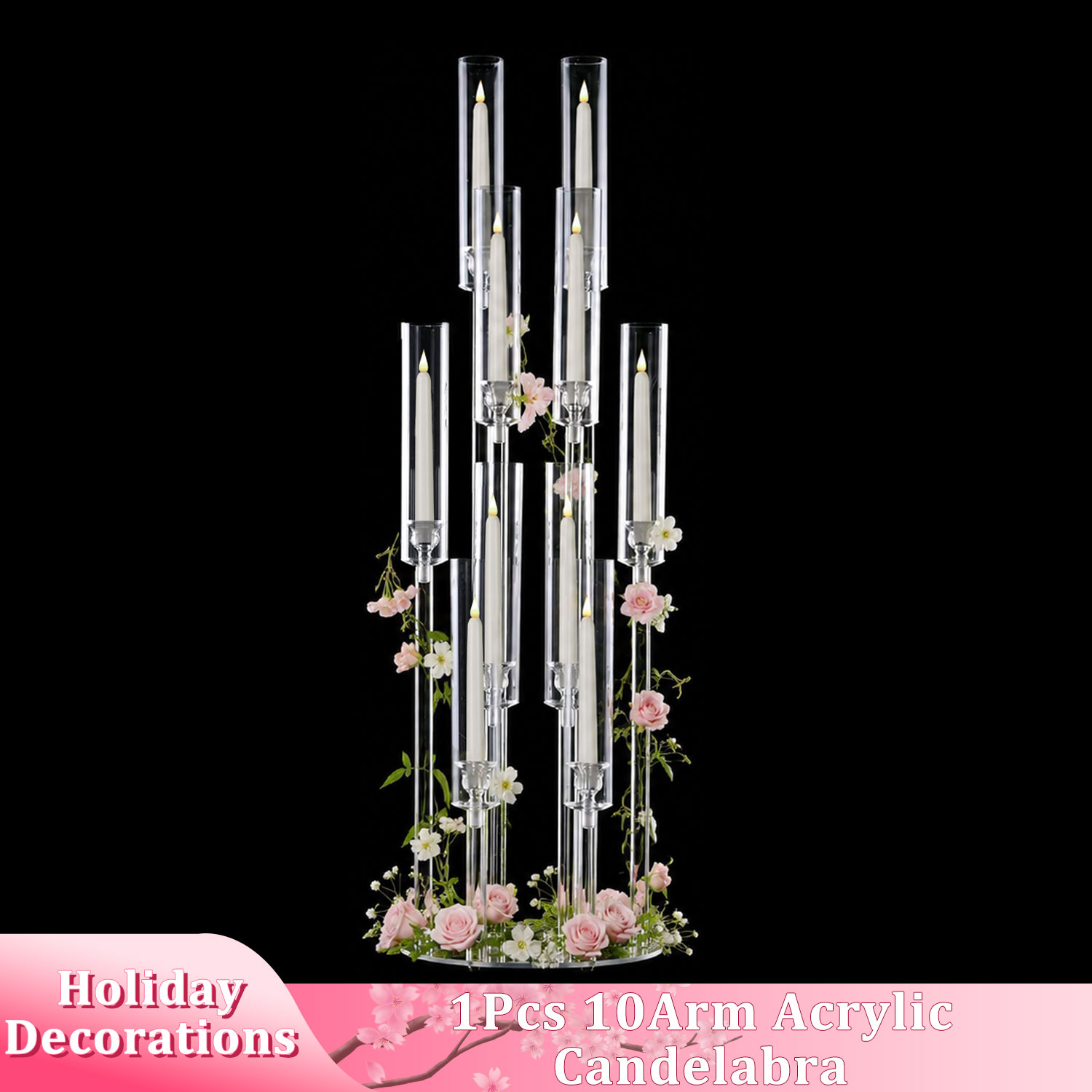 10 Arm Acrylic Candelabra Cent - Centerpiece Stick recension och pris