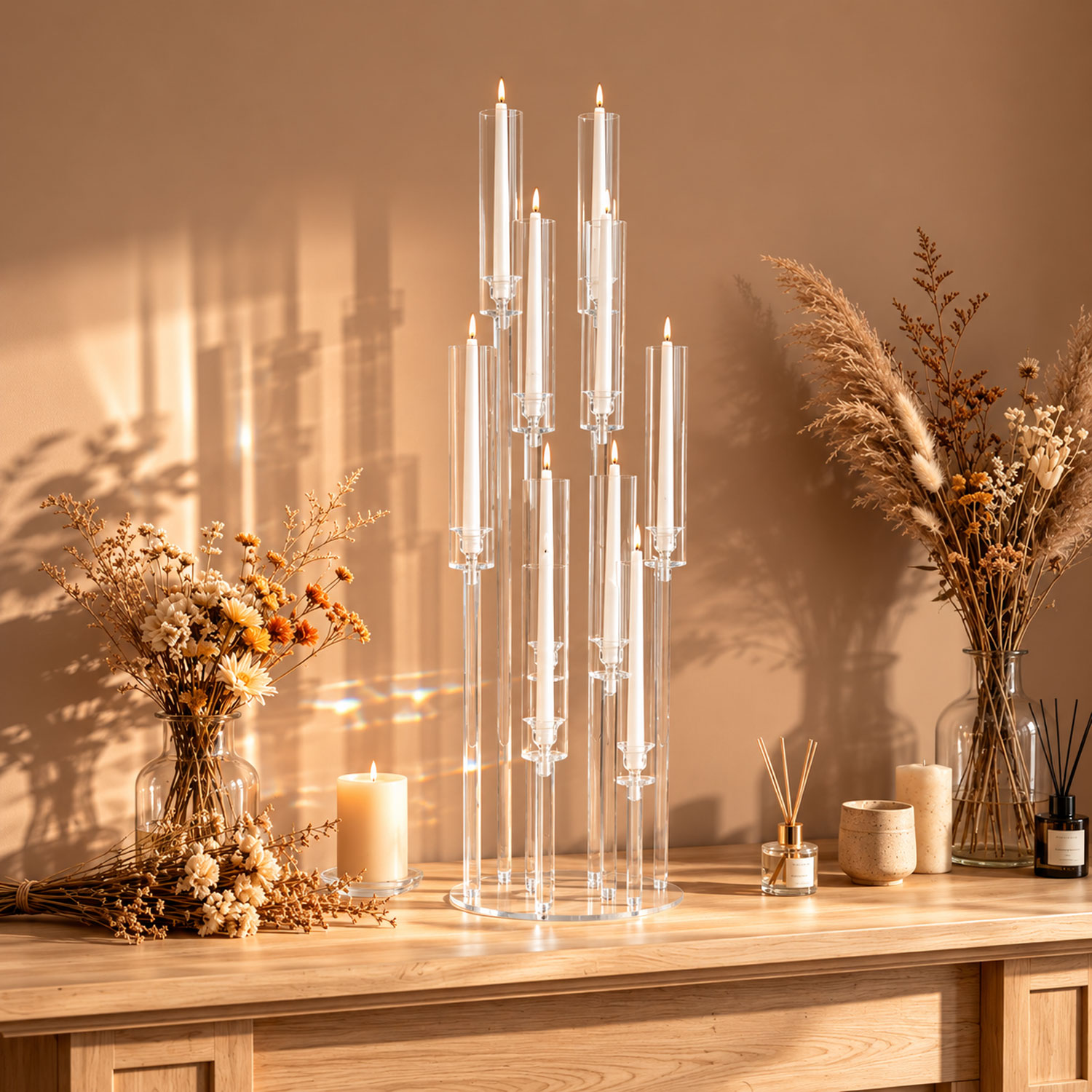 10 Arm Acrylic Candelabra Cent - Centerpiece Stick recension och pris