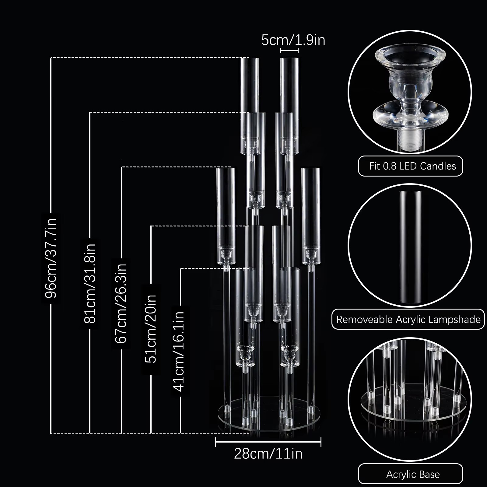 10 Arm Acrylic Candelabra Cent - Centerpiece Stick recension och pris