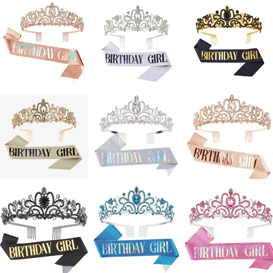 2Pcs Set Rhinestone Crystal Cr - Birthday Sash Glitter recension och pris