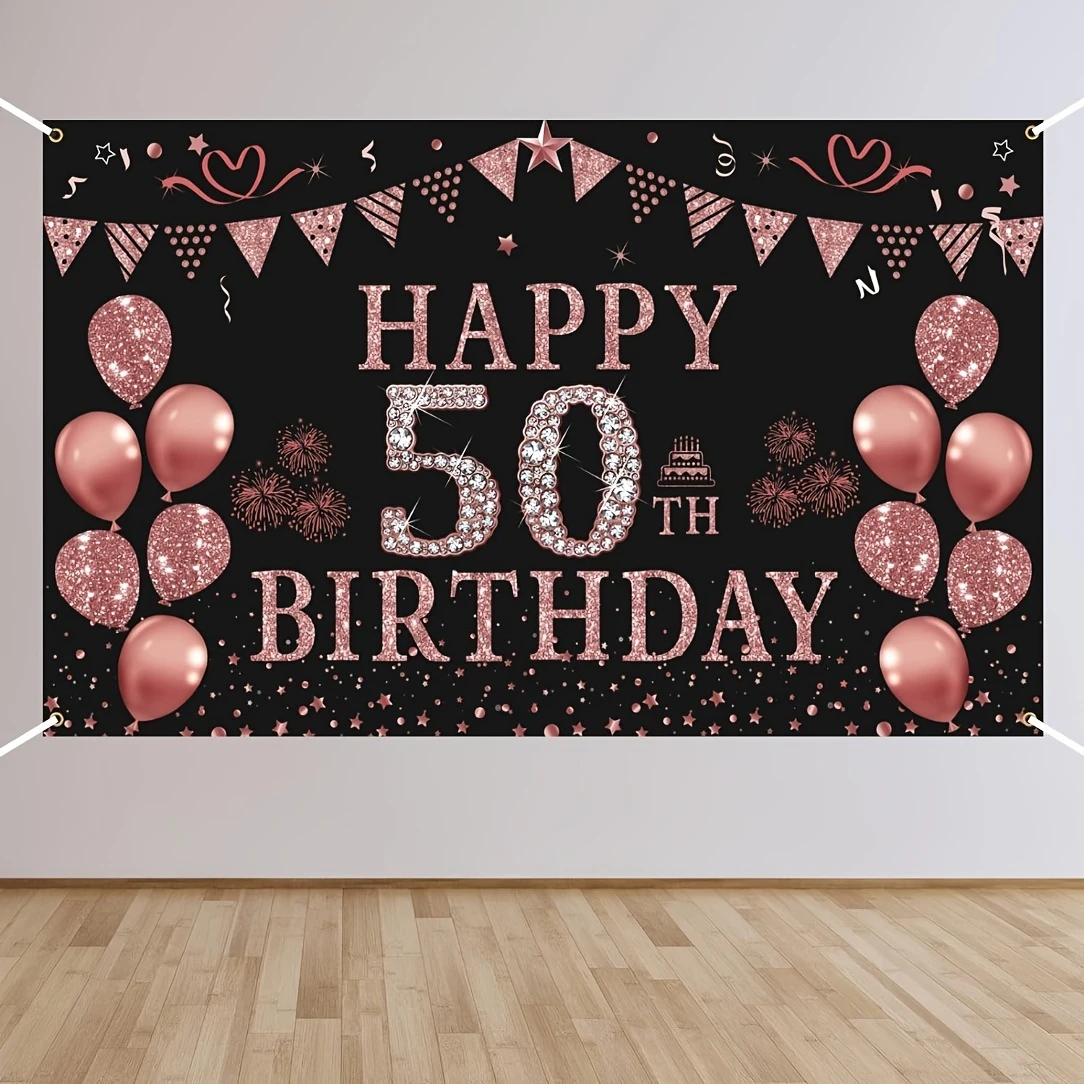 Female 50th Birthday Decoratio - Party Banner Gold recension och pris