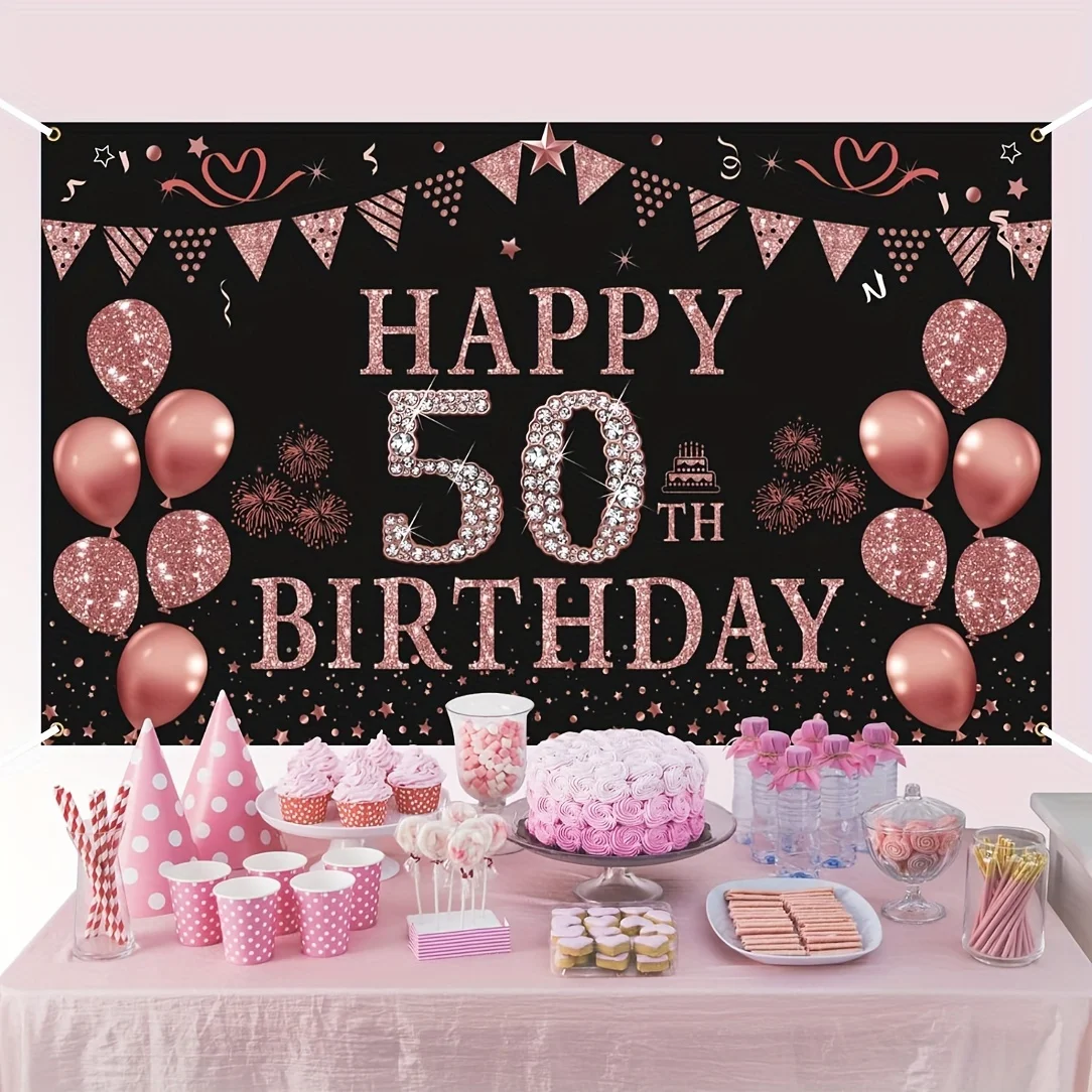 Female 50th Birthday Decoratio - Party Banner Gold recension och pris