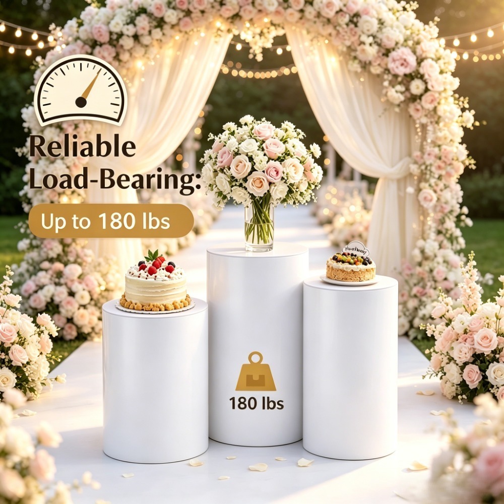 3/5Pcs White Cylinder Pedestal - Dessert Table Backdrop recension och pris