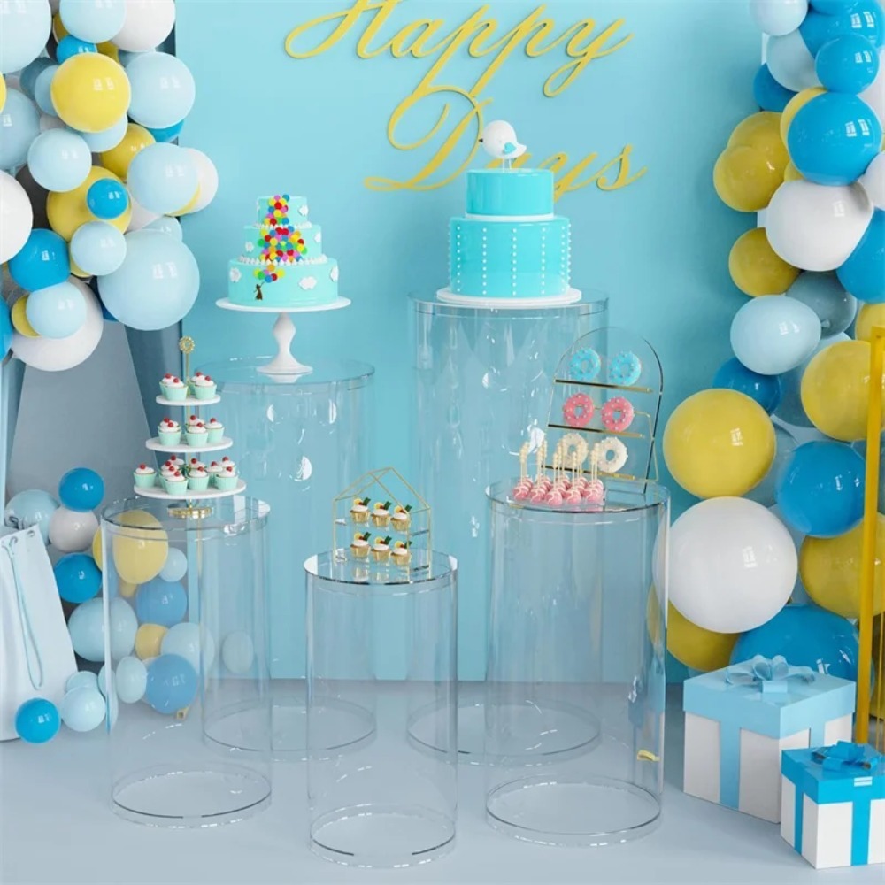 3/5Pcs White Cylinder Pedestal - Dessert Table Backdrop recension och pris