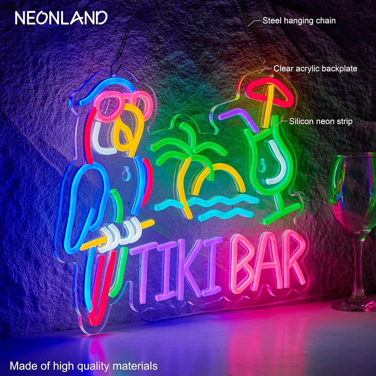 Tiki Bar Parrot Palm Tree Neon - Neon Sign Party recension och pris