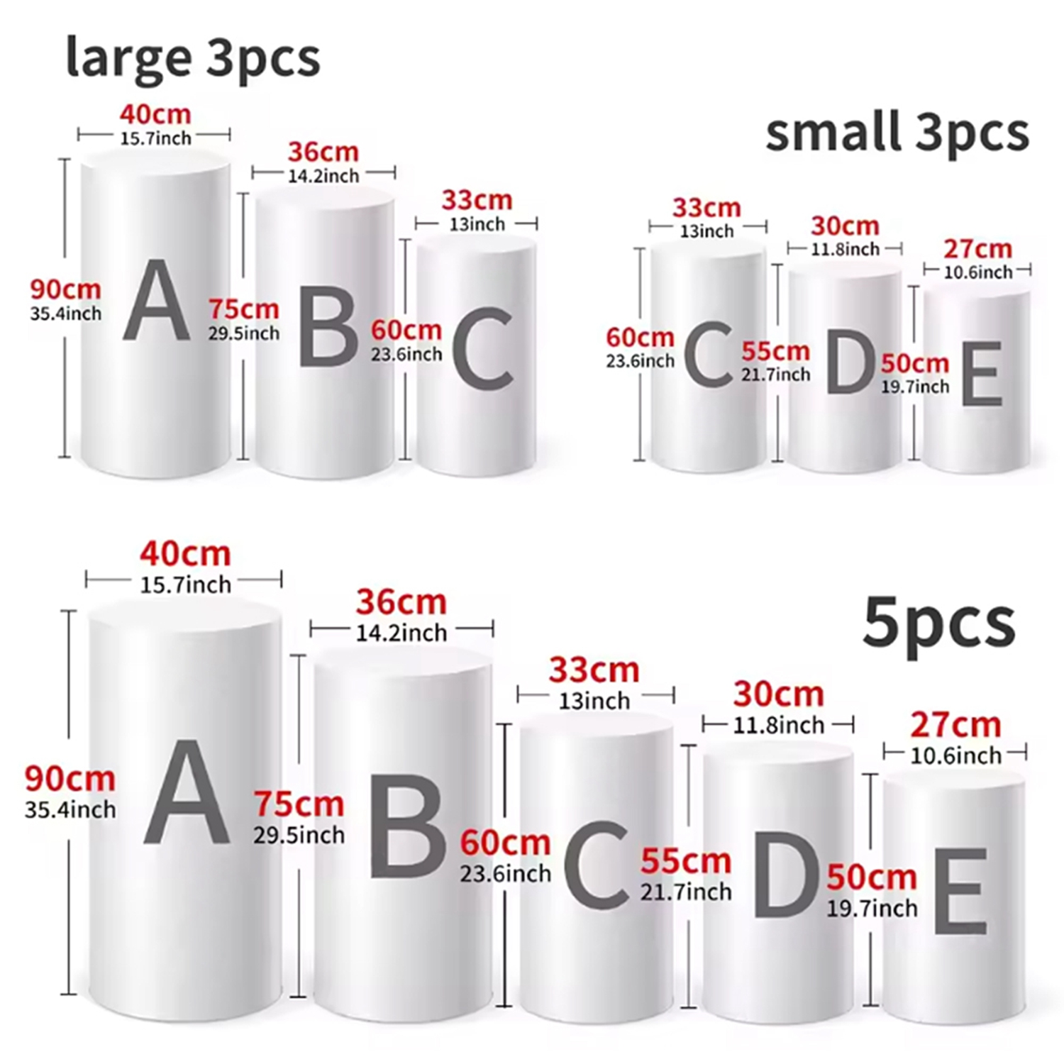 Yeele 1PCS/3PCS/5PCS White Cyl - Dessert Table Backdrop recension och pris