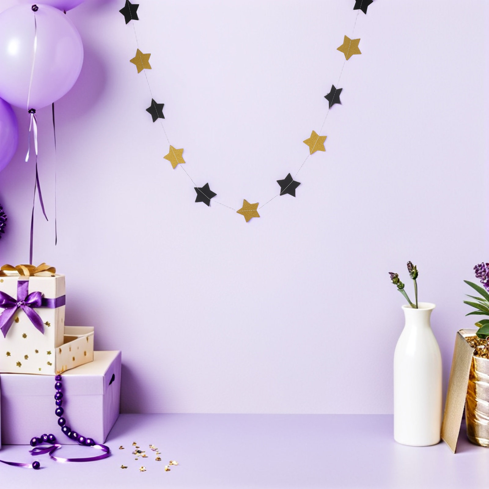 2Pcs Gold Star Garland Banner  - Party Banner Gold recension och pris