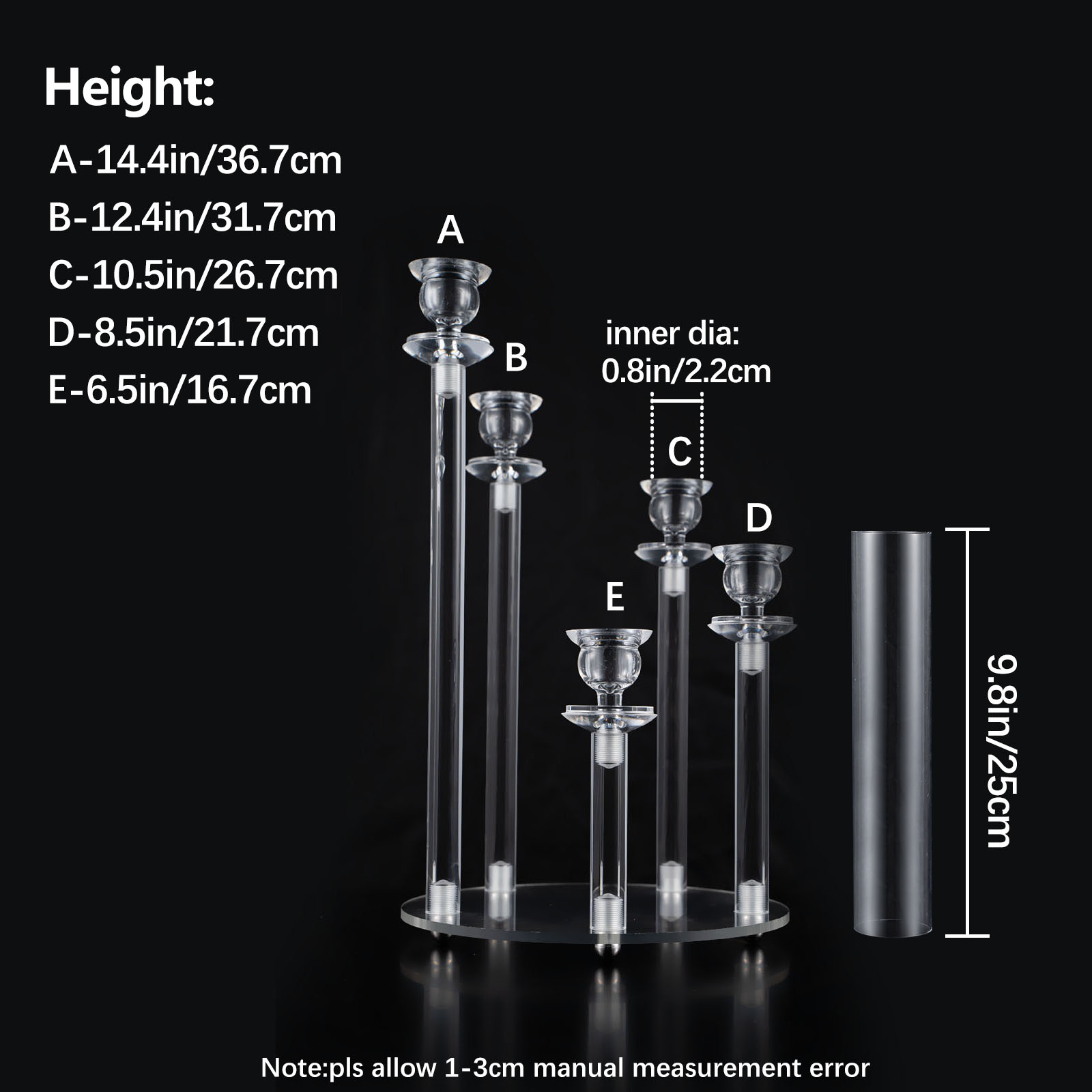 Clear Acrylic 5 Arm Candlestic - Centerpiece Stick recension och pris
