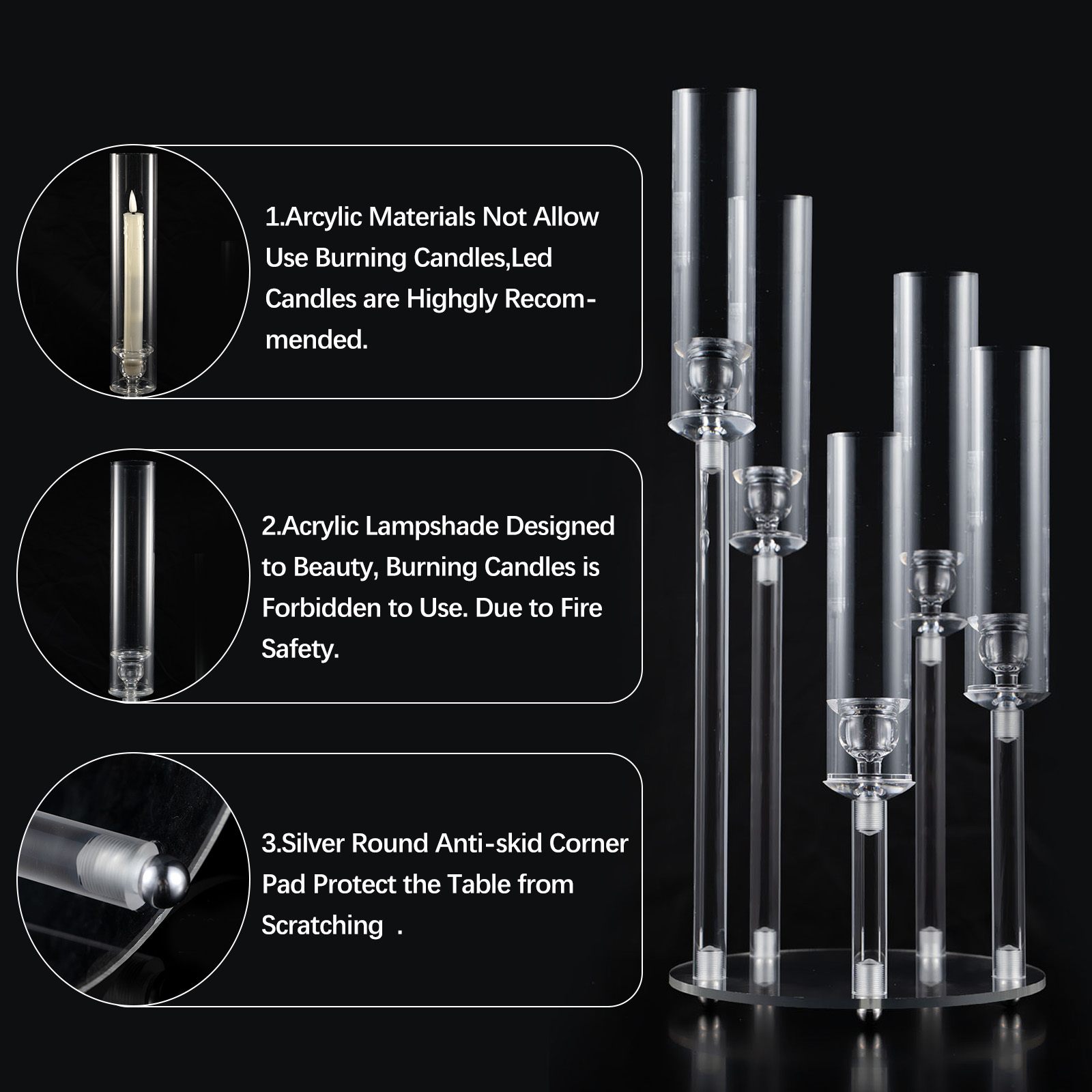 Clear Acrylic 5 Arm Candlestic - Centerpiece Stick recension och pris