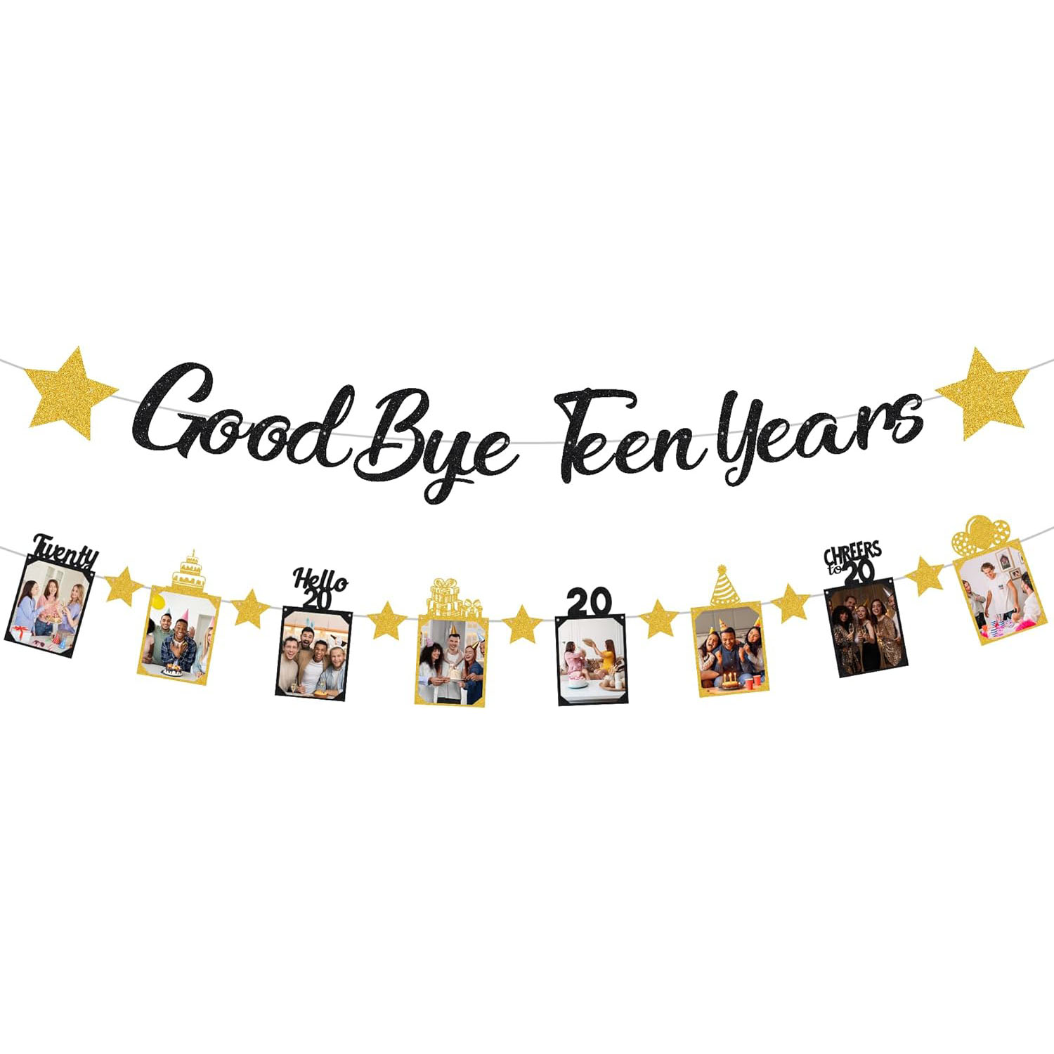 Black Gold Glitter Goodbye Tee - Party Banner Gold recension och pris
