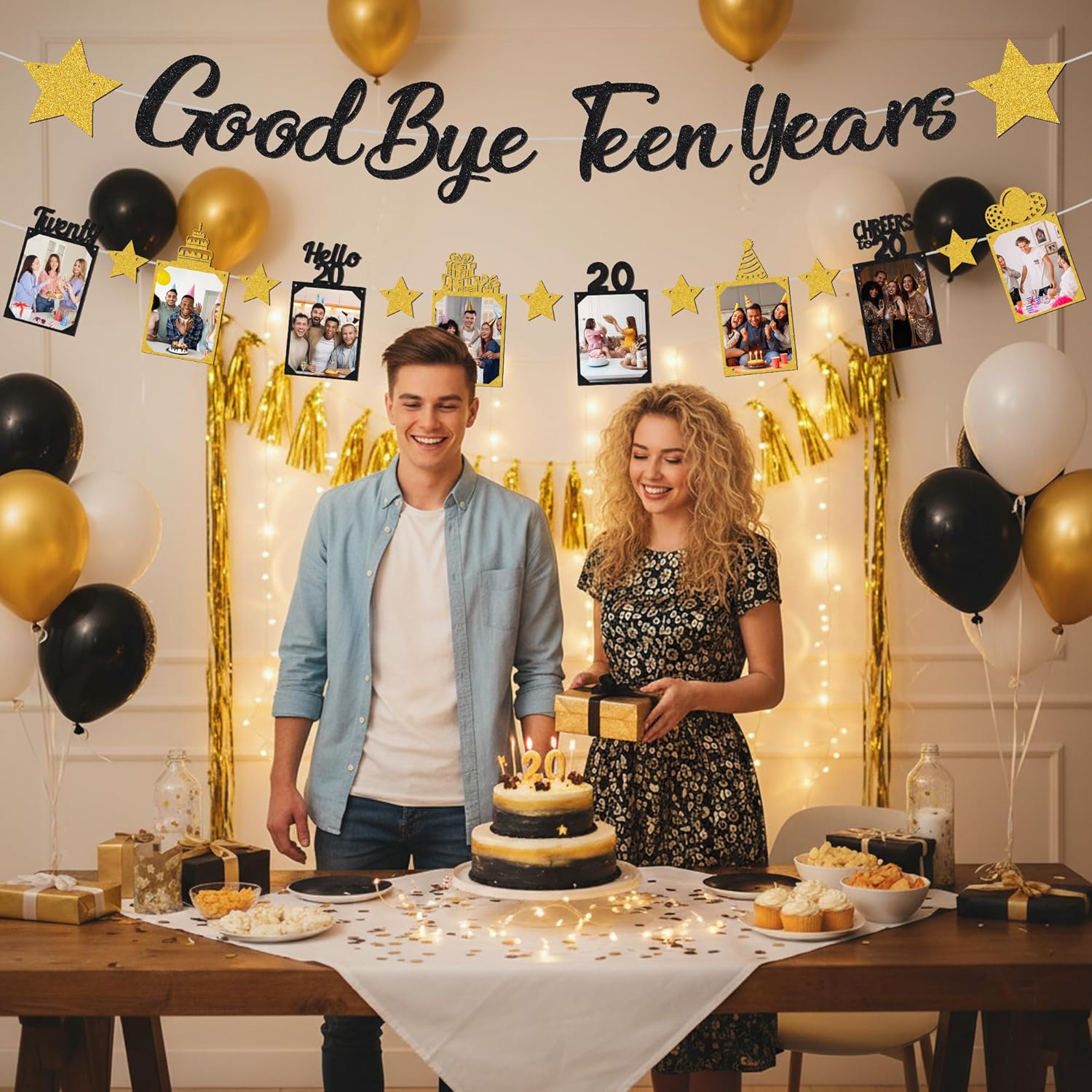Black Gold Glitter Goodbye Tee - Party Banner Gold recension och pris