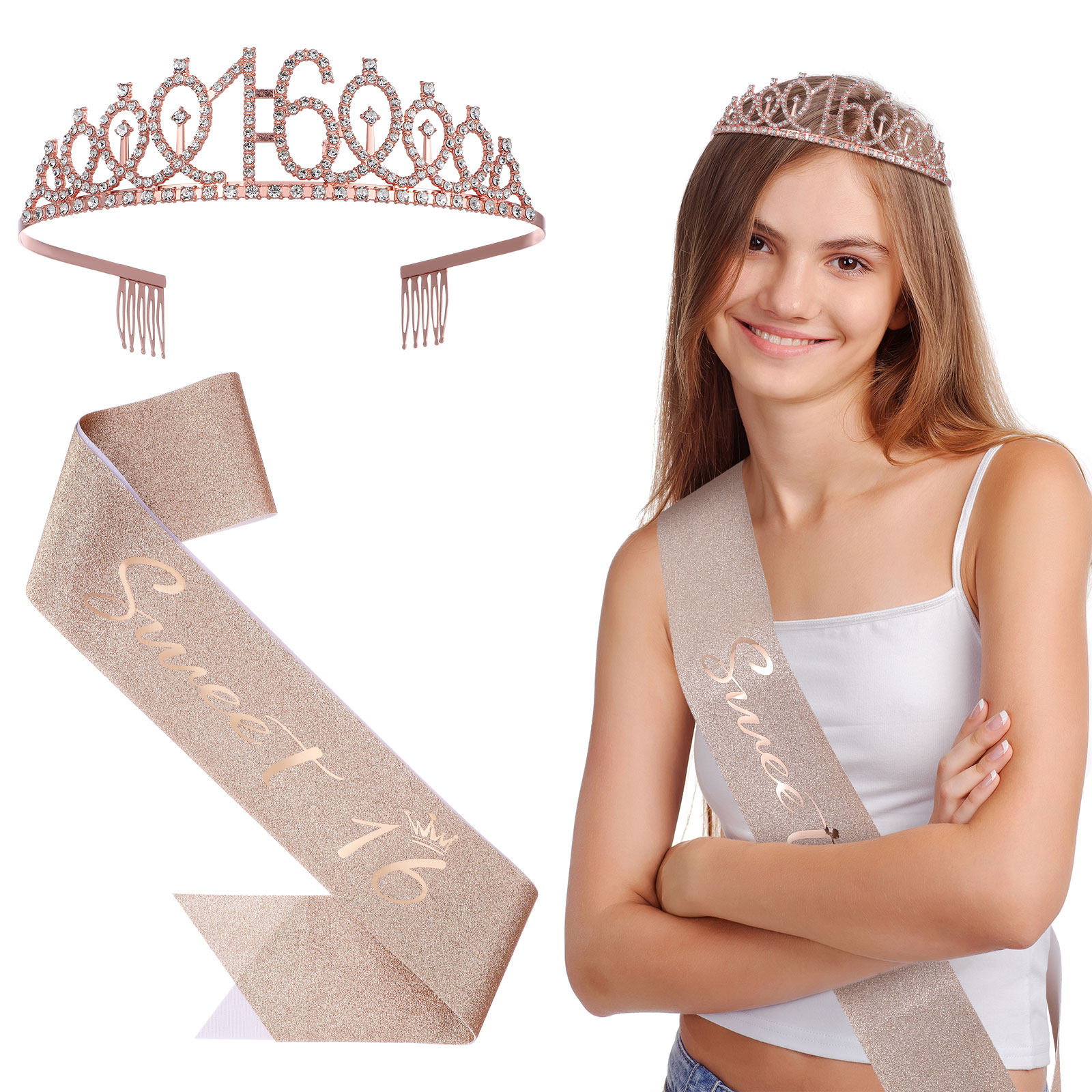 1Set Glittering Birthday Tiara - Birthday Sash Glitter recension och pris