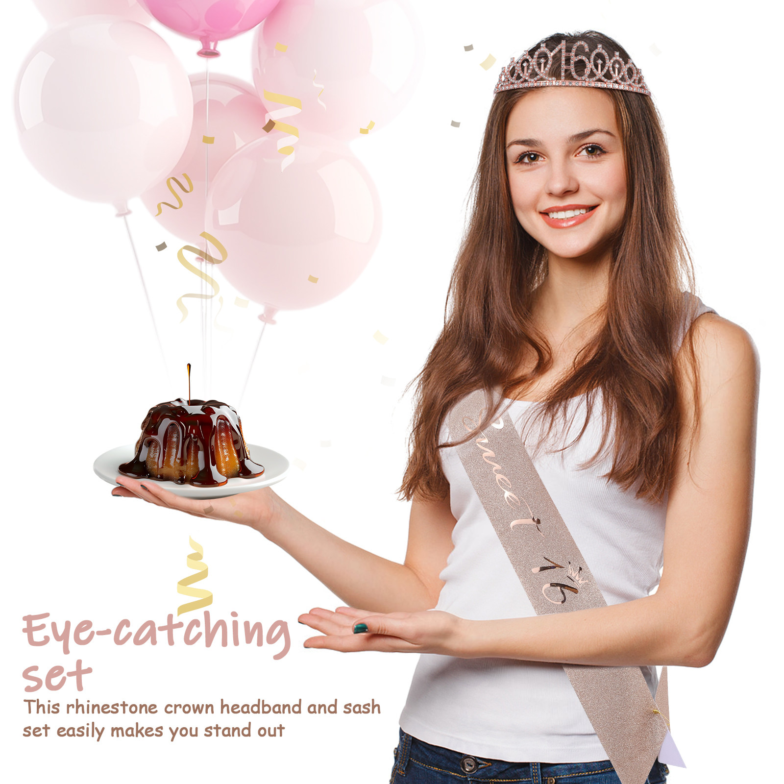 1Set Glittering Birthday Tiara - Birthday Sash Glitter recension och pris